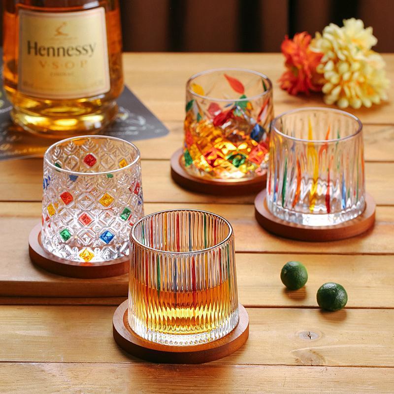 Spinning Old Fashioned Whiskey Glasses