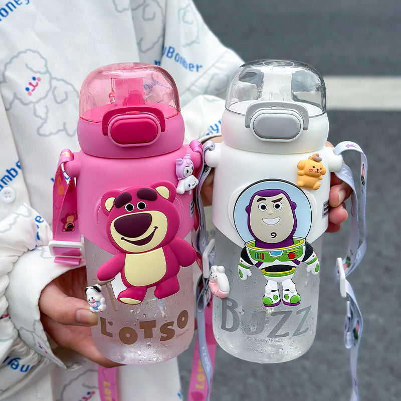 Children'S Water Bottle With Straw Summer Double Drinking Water Bottle