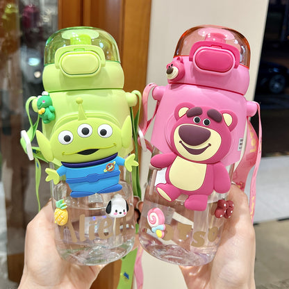 Children'S Water Bottle With Straw Summer Double Drinking Water Bottle