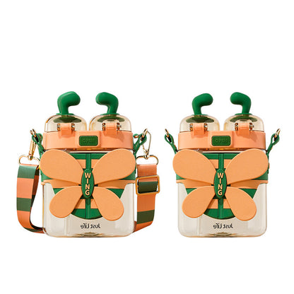 Cute Cartoon Bee Double Drinking Mouth Large Capacity Water Bottle