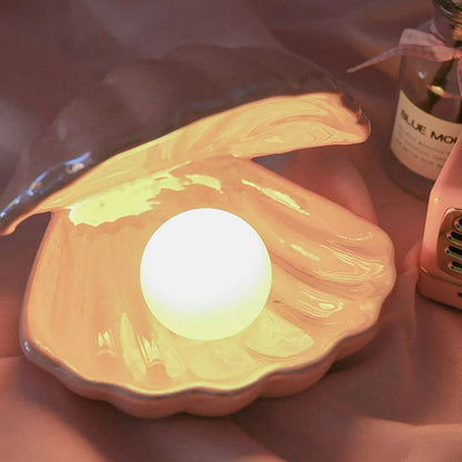 Ceramic Shell Pearl Lamp Night Light