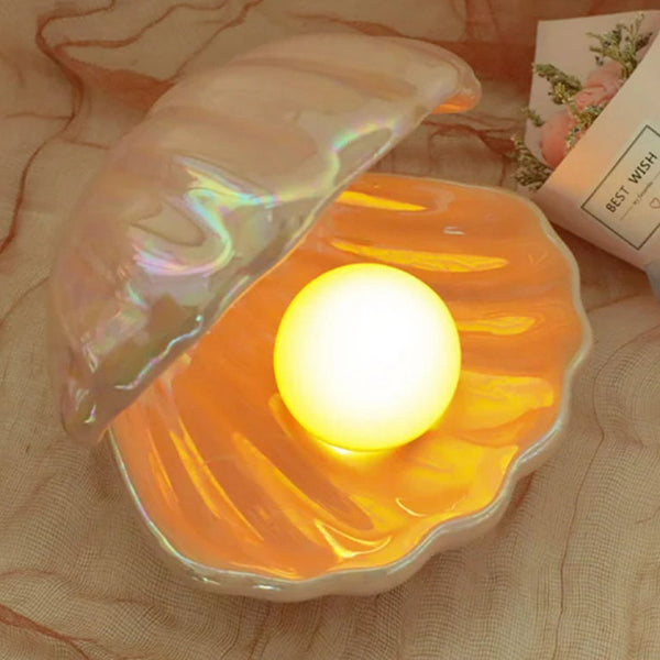 Ceramic Shell Pearl Lamp Night Light