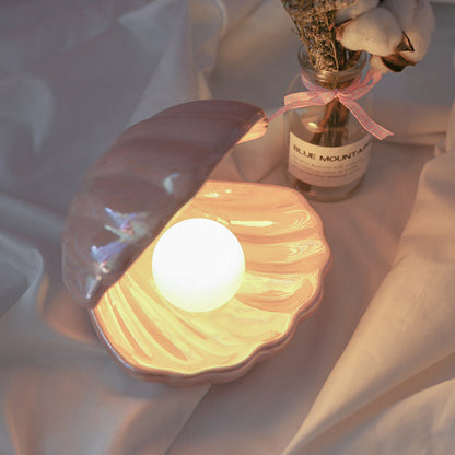 Ceramic Shell Pearl Lamp Night Light