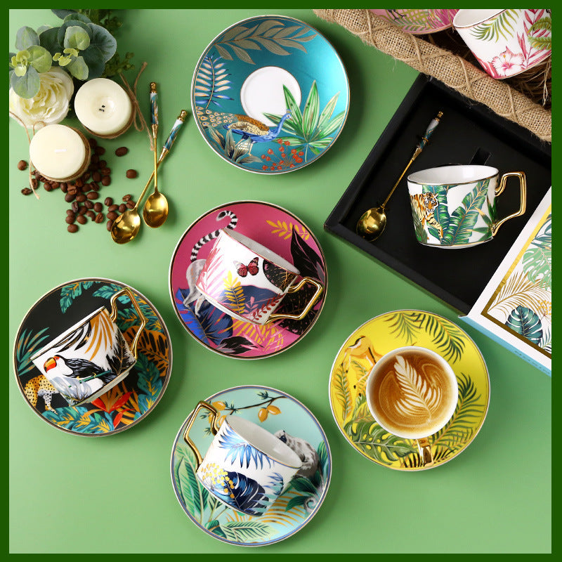 Jungle Animals Porcelain Coffee Cup And Saucer Set