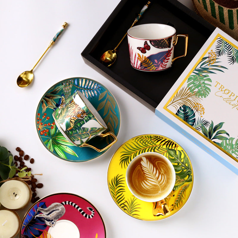 Jungle Animals Porcelain Coffee Cup And Saucer Set