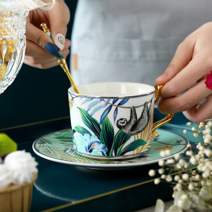 Jungle Animals Porcelain Coffee Cup And Saucer Set