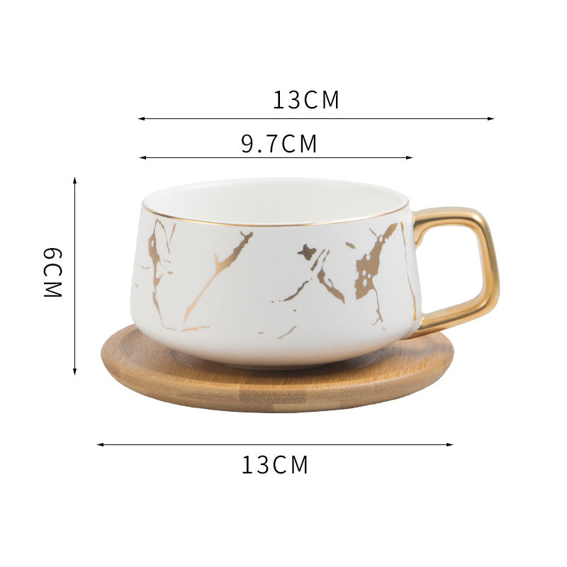 Marble Pattern Coffee Mug With Gold Inlay