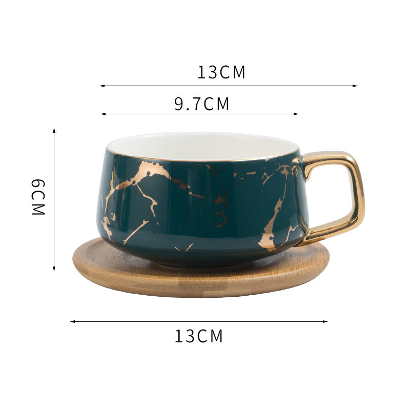 Marble Pattern Coffee Mug With Gold Inlay