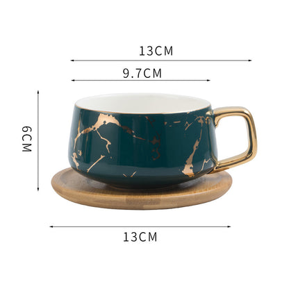 Marble Pattern Coffee Mug With Gold Inlay