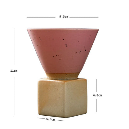 Square Tray Funnel Cone Ceramic Coffee Cup Set