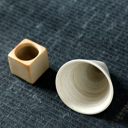 Square Tray Funnel Cone Ceramic Coffee Cup Set