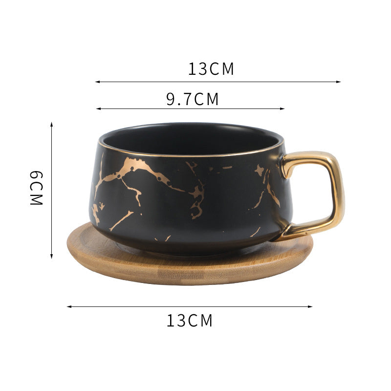 Marble Pattern Coffee Mug With Gold Inlay