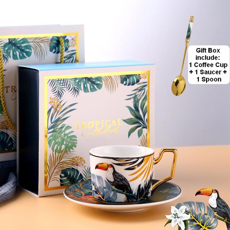 Jungle Animals Porcelain Coffee Cup And Saucer Set