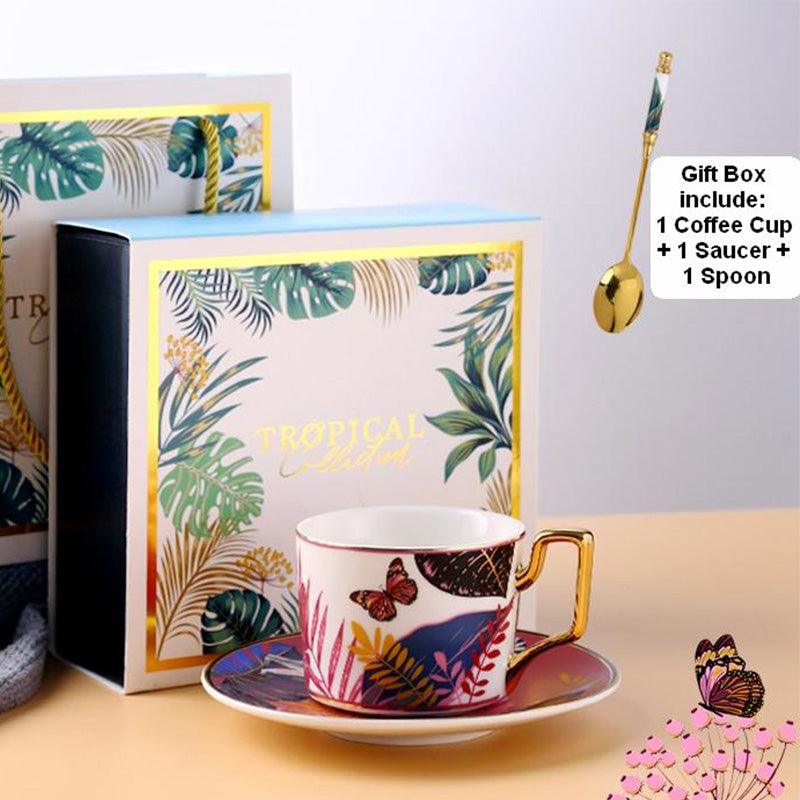 Jungle Animals Porcelain Coffee Cup And Saucer Set