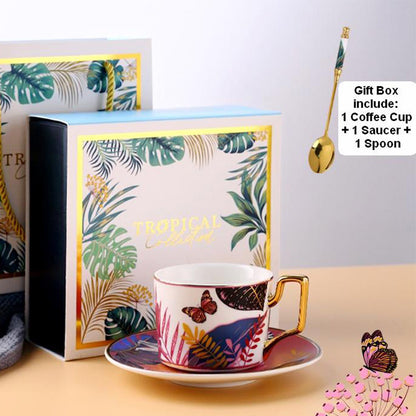 Jungle Animals Porcelain Coffee Cup And Saucer Set