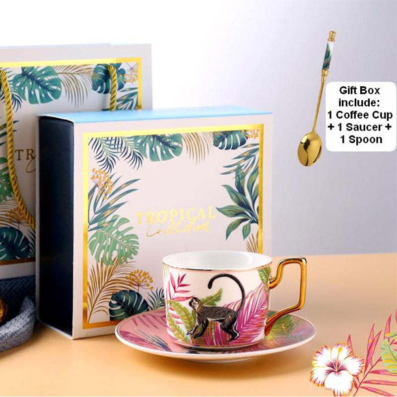 Jungle Animals Porcelain Coffee Cup And Saucer Set