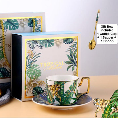 Jungle Animals Porcelain Coffee Cup And Saucer Set