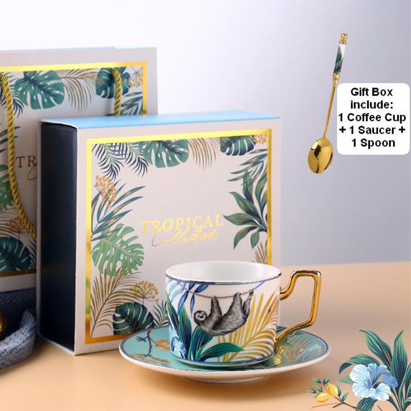 Jungle Animals Porcelain Coffee Cup And Saucer Set