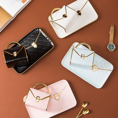 Handbag-Shaped Creative Mug With Saucer & Spoon