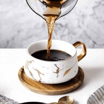 Marble Pattern Coffee Mug With Gold Inlay