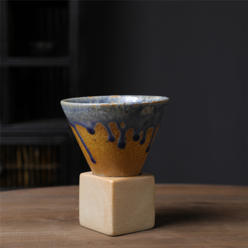 Square Tray Funnel Cone Ceramic Coffee Cup Set