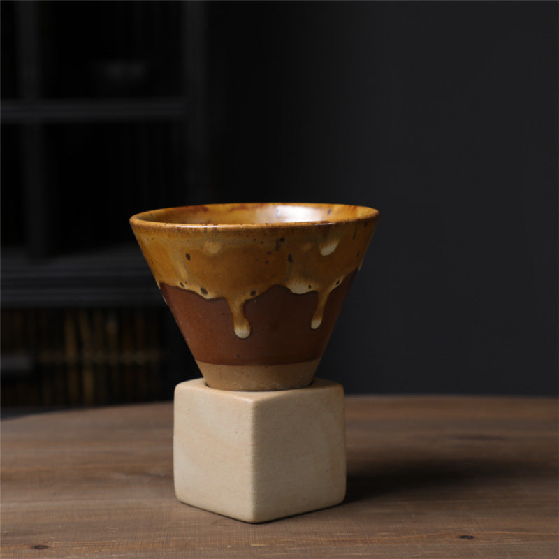 Square Tray Funnel Cone Ceramic Coffee Cup Set