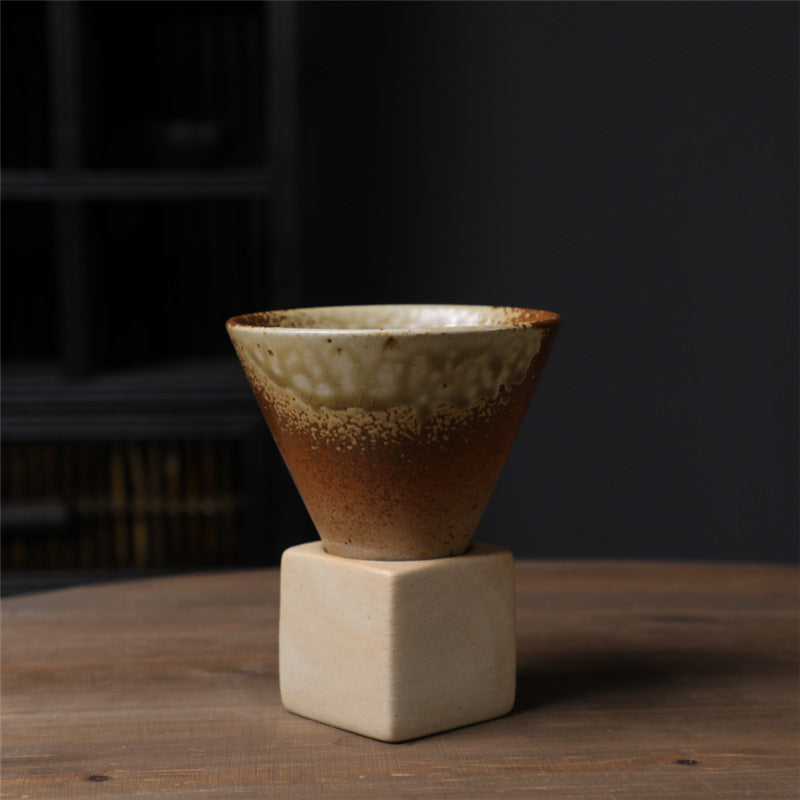 Square Tray Funnel Cone Ceramic Coffee Cup Set