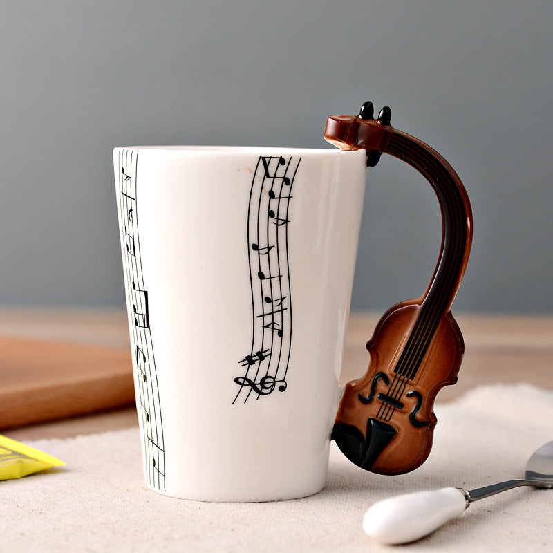 Creative Music Violin Guitar style Ceramic Mug