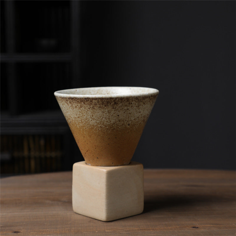 Square Tray Funnel Cone Ceramic Coffee Cup Set