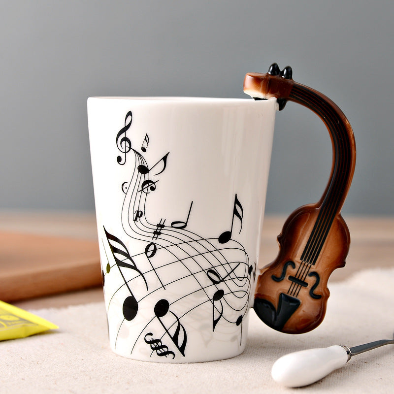 Creative Music Violin Guitar style Ceramic Mug
