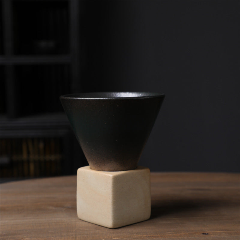 Square Tray Funnel Cone Ceramic Coffee Cup Set