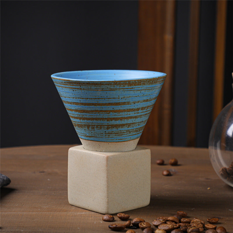 Square Tray Funnel Cone Ceramic Coffee Cup Set