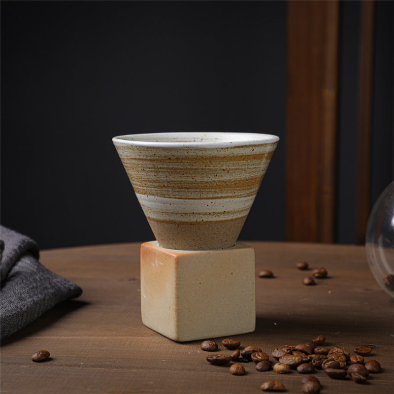 Square Tray Funnel Cone Ceramic Coffee Cup Set