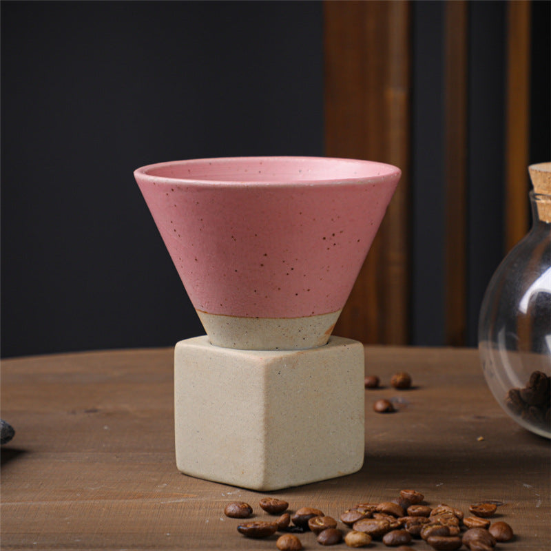 Square Tray Funnel Cone Ceramic Coffee Cup Set
