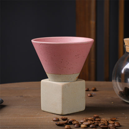 Square Tray Funnel Cone Ceramic Coffee Cup Set