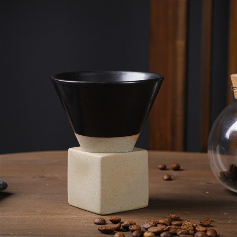 Square Tray Funnel Cone Ceramic Coffee Cup Set