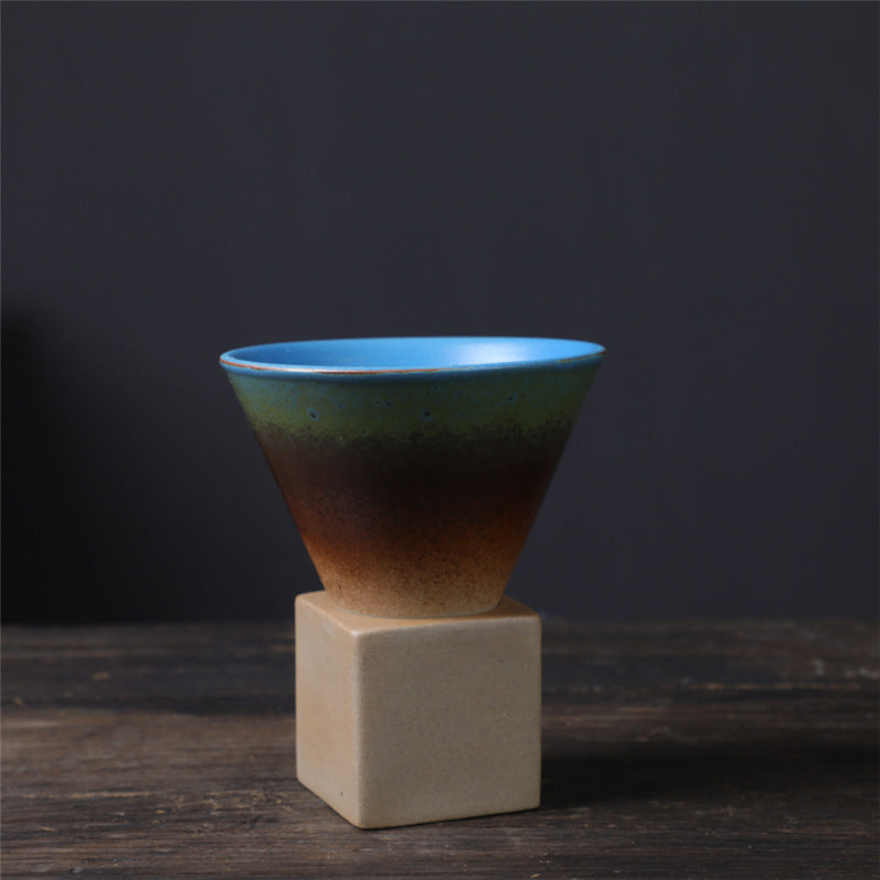 Square Tray Funnel Cone Ceramic Coffee Cup Set