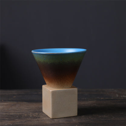 Square Tray Funnel Cone Ceramic Coffee Cup Set