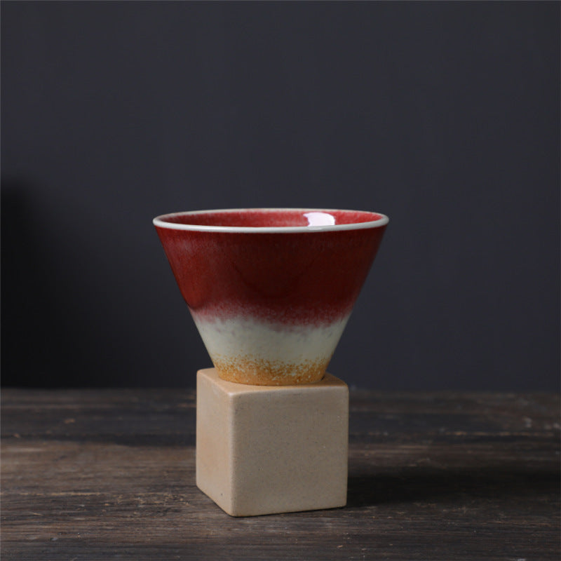 Square Tray Funnel Cone Ceramic Coffee Cup Set