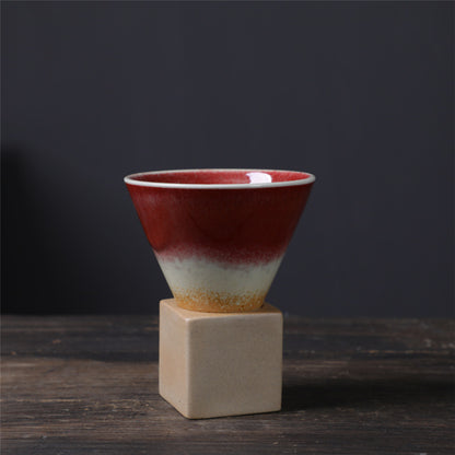 Square Tray Funnel Cone Ceramic Coffee Cup Set