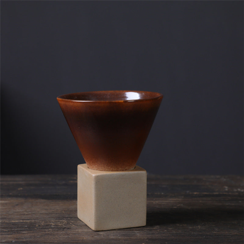 Square Tray Funnel Cone Ceramic Coffee Cup Set