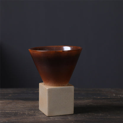 Square Tray Funnel Cone Ceramic Coffee Cup Set