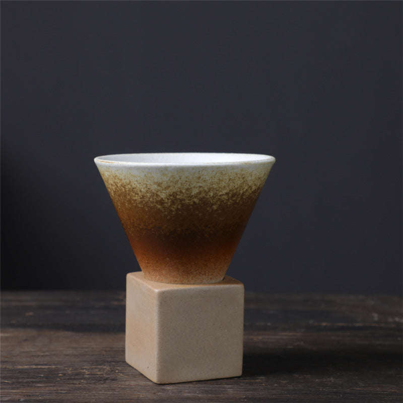Square Tray Funnel Cone Ceramic Coffee Cup Set