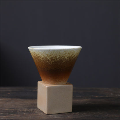 Square Tray Funnel Cone Ceramic Coffee Cup Set