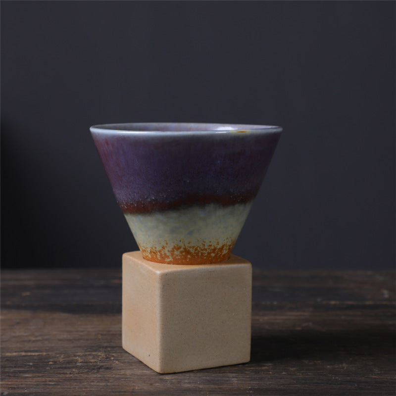 Square Tray Funnel Cone Ceramic Coffee Cup Set