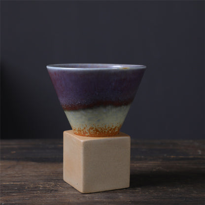 Square Tray Funnel Cone Ceramic Coffee Cup Set