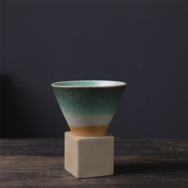 Square Tray Funnel Cone Ceramic Coffee Cup Set