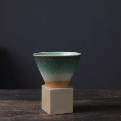 Square Tray Funnel Cone Ceramic Coffee Cup Set
