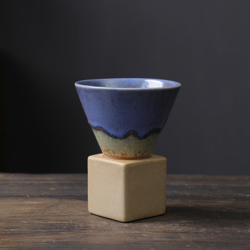 Square Tray Funnel Cone Ceramic Coffee Cup Set