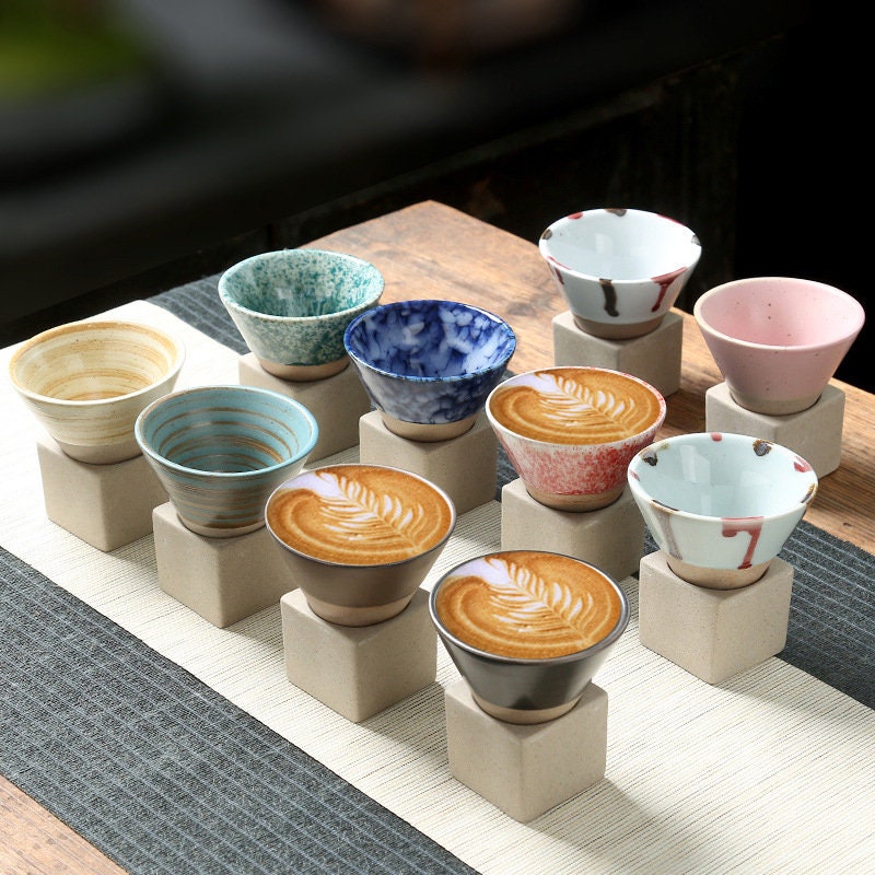 Square Tray Funnel Cone Ceramic Coffee Cup Set